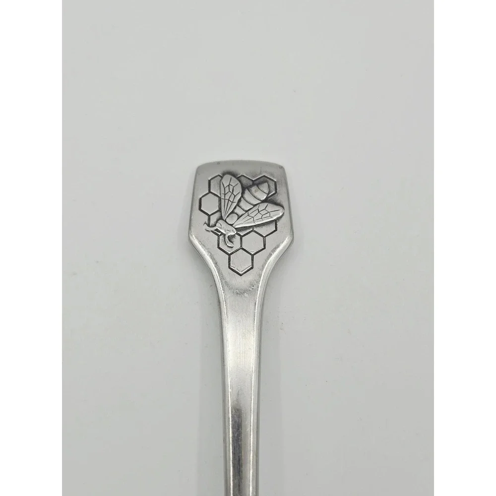 Vintage BSF Edelstahl 18/8 Honey Spoon Silver Bee Honeycomb German Flatware